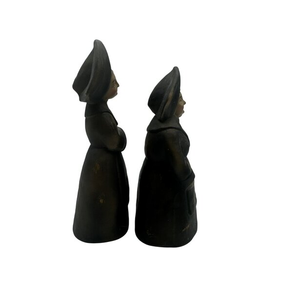 Vintage Set Of 2 Paper Mache Nun Figurines With Traditional Attire - Picture 5 of 14